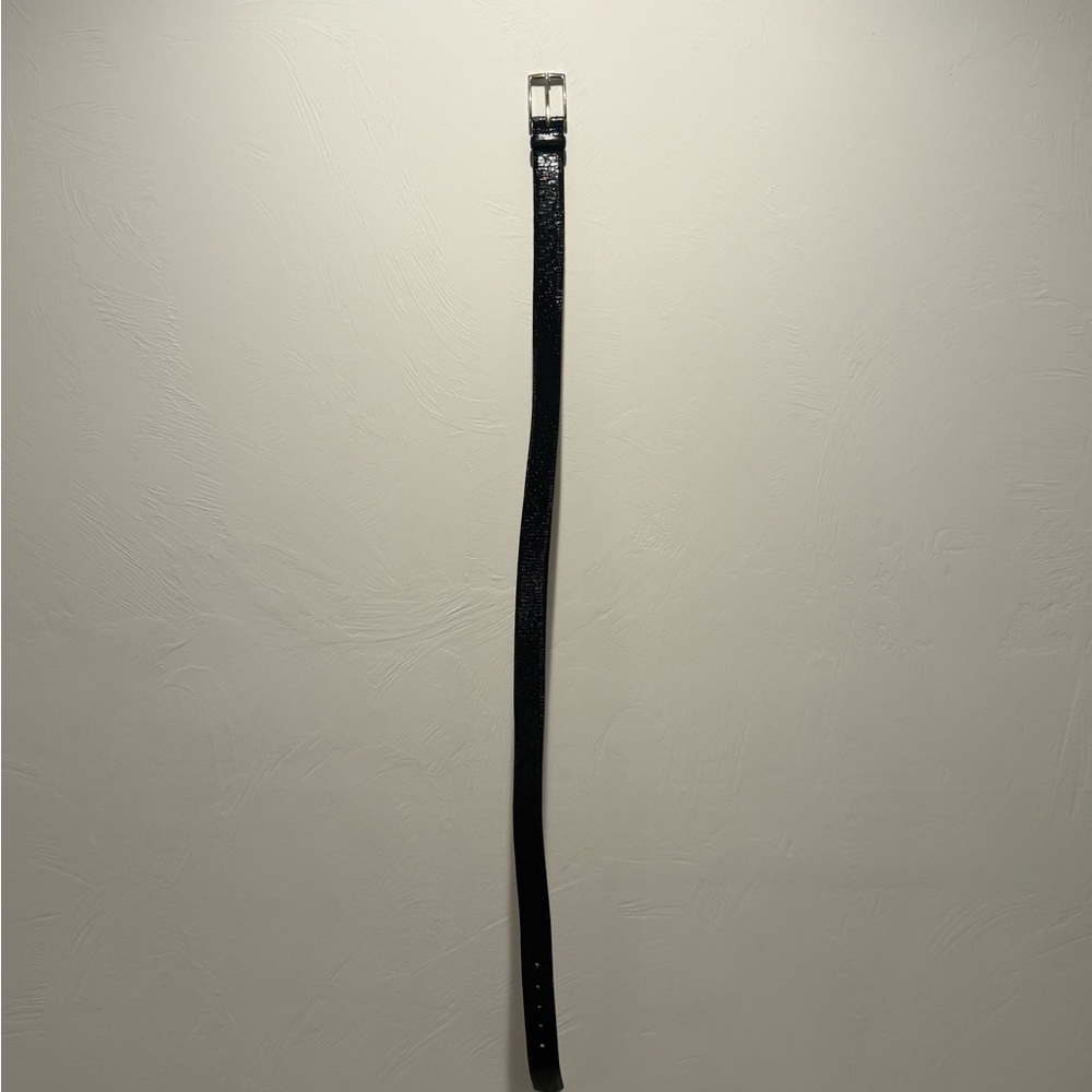Martin Dingman Black Leather Belt with Silver Buckle